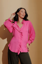 Pink Double Ruffle Blouse