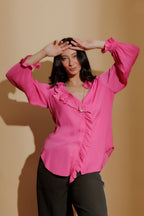 Pink Double Ruffle Blouse
