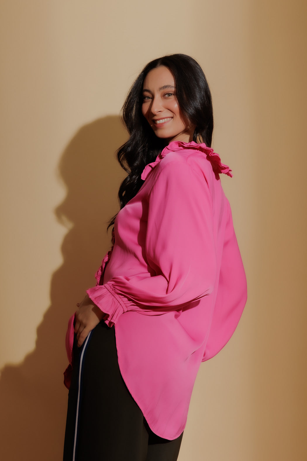 Pink Double Ruffle Blouse