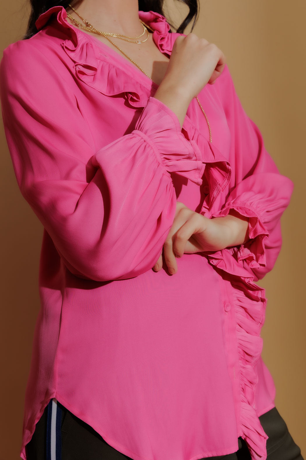 Pink Double Ruffle Blouse