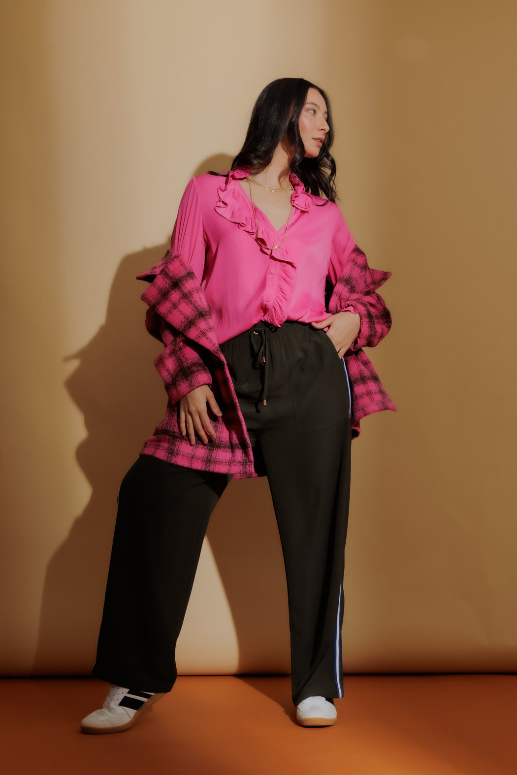 Pink Double Ruffle Blouse