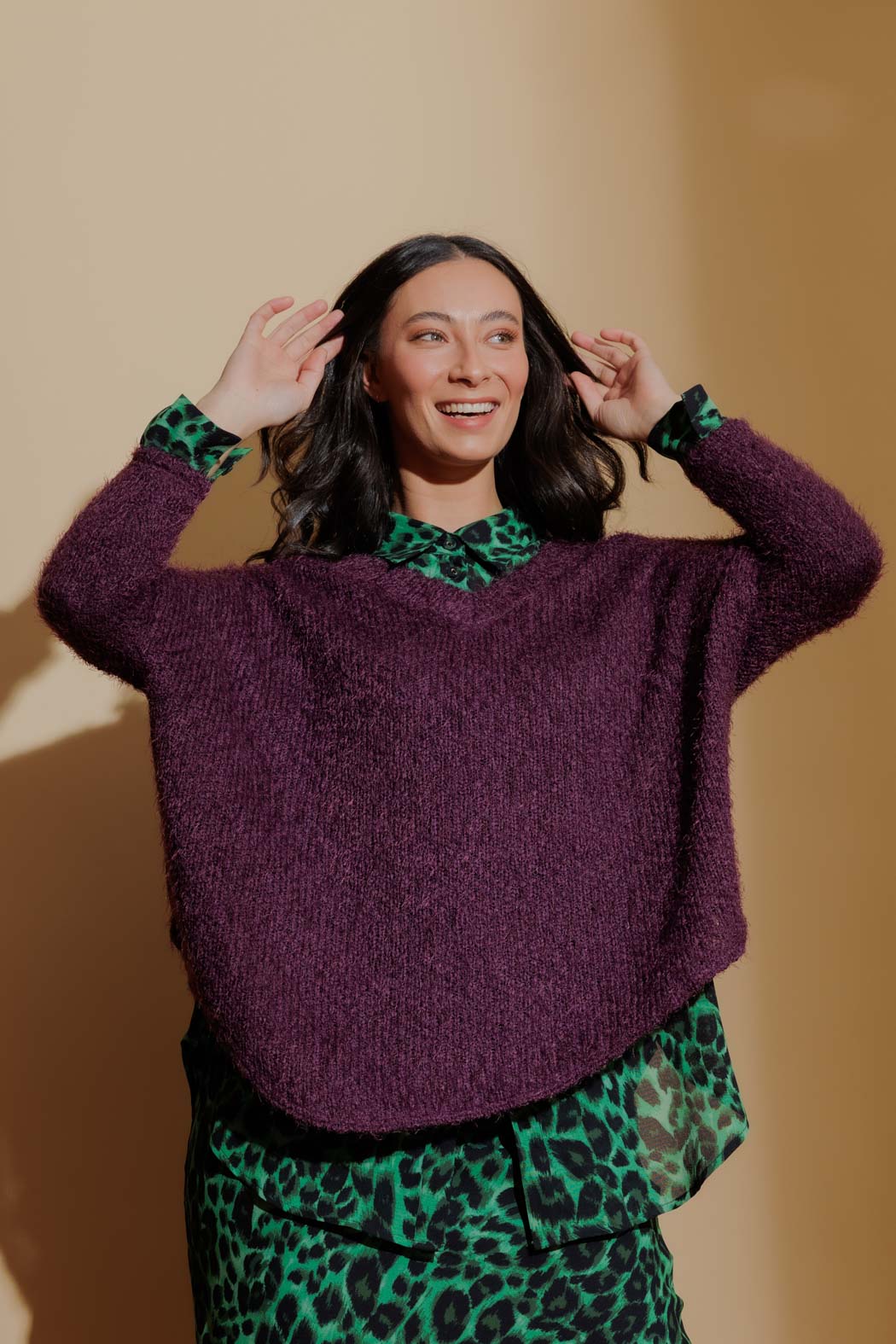 Plum Fluffy Slouch Jumper
