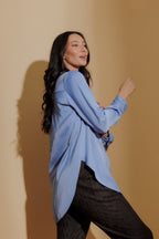 Cornflower Piped Front Blogger Shirt