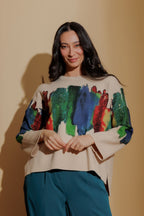 Beige Rainbow Knit Jumper Beige S