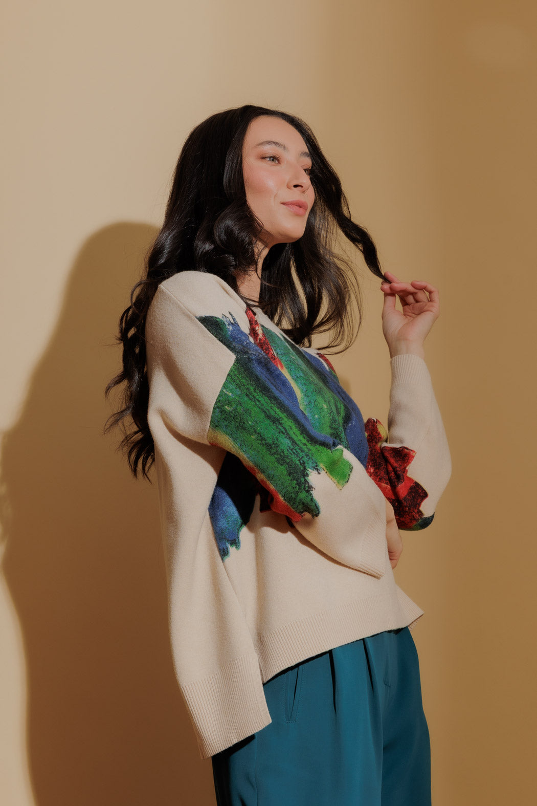 Beige Rainbow Knit Jumper Beige S