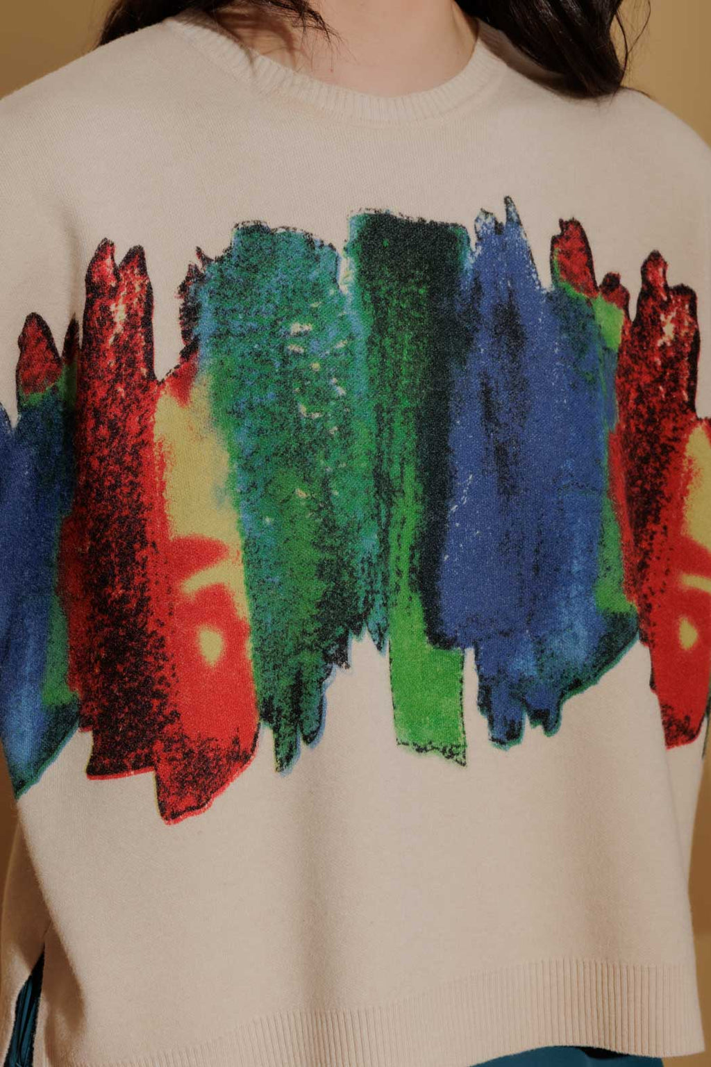 Beige Rainbow Knit Jumper Beige S