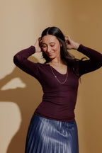 Plum Tencel Long Sleeve Lust Top