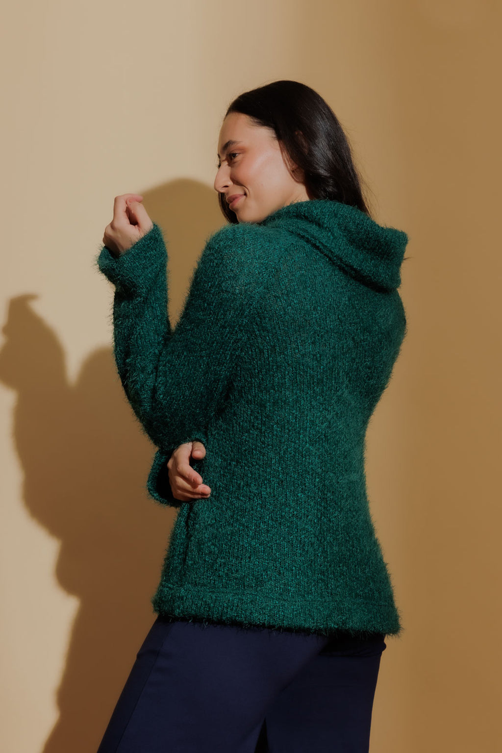 Jade Fluffy Roll Neck Jumper