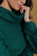 Jade Fluffy Roll Neck Jumper