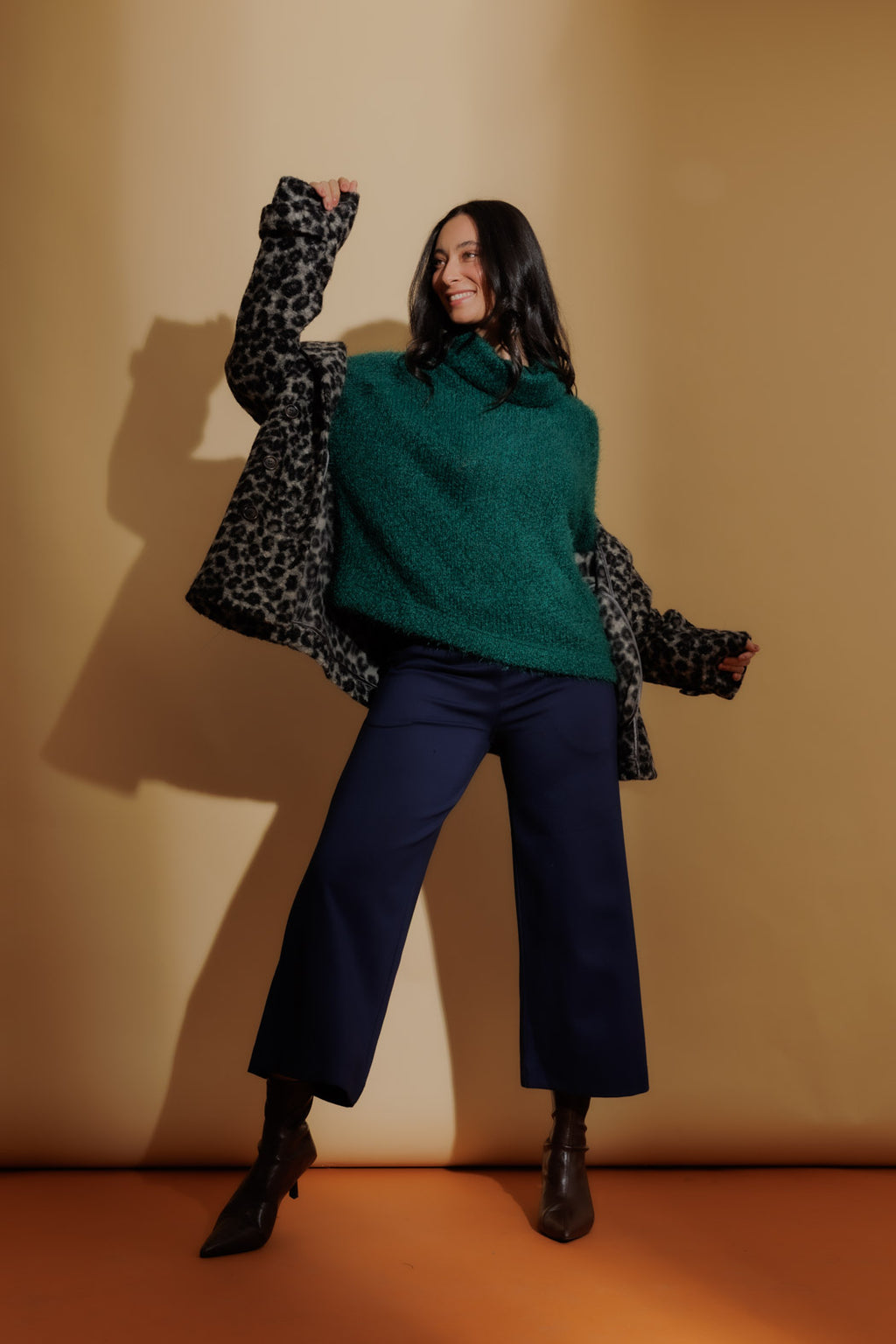 Jade Fluffy Roll Neck Jumper