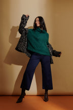 Jade Fluffy Roll Neck Jumper