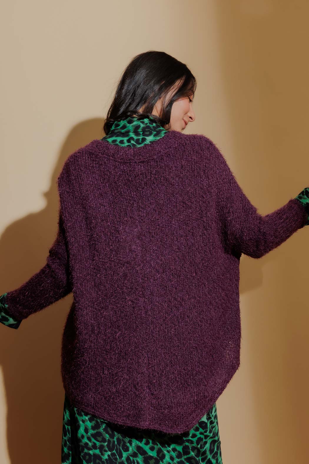 Plum Fluffy Slouch Jumper