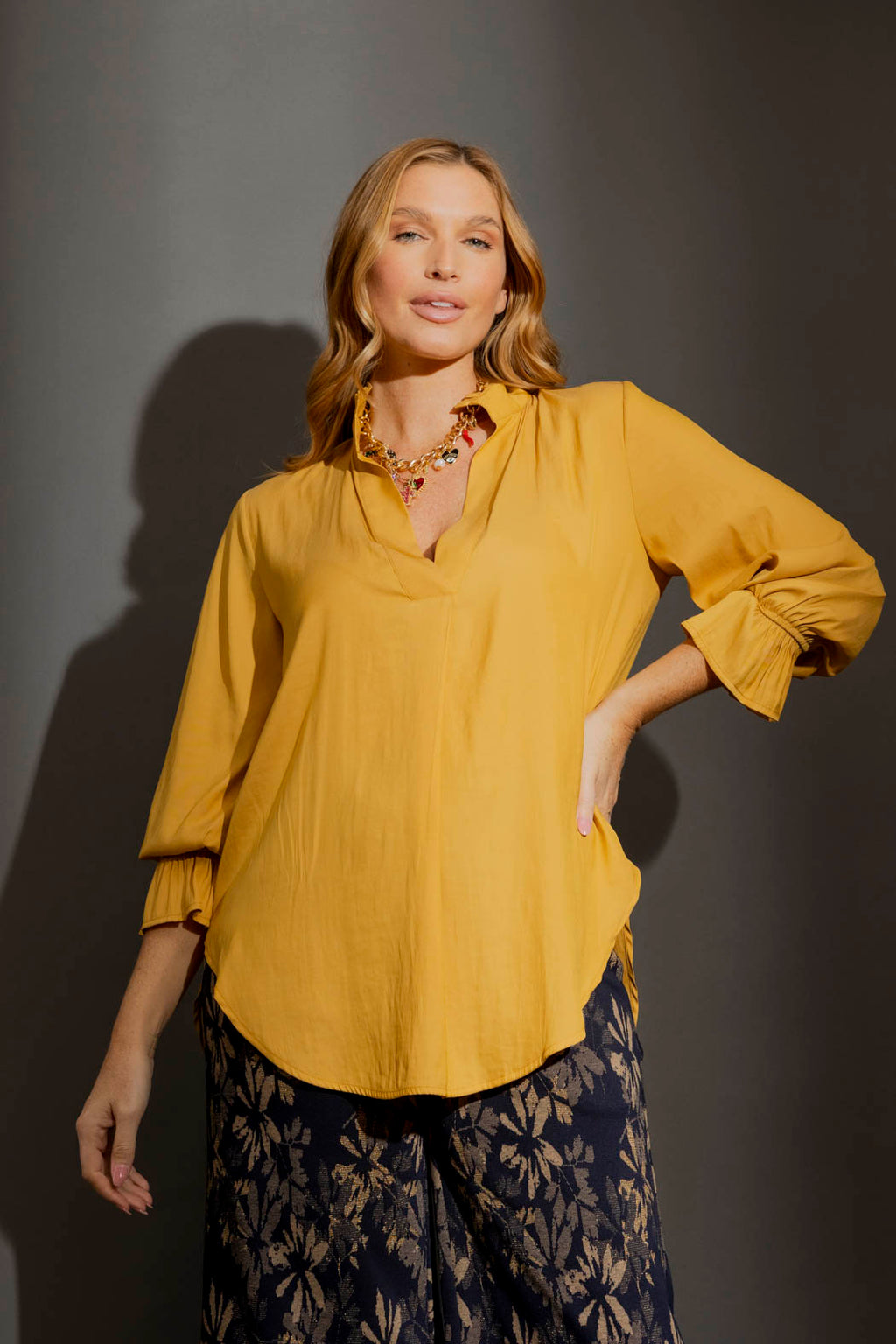 Marigold Ruffle Blogger Shirt