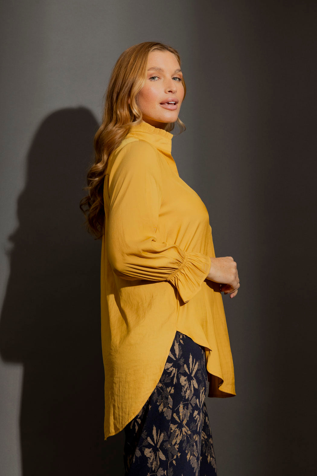Marigold Ruffle Blogger Shirt