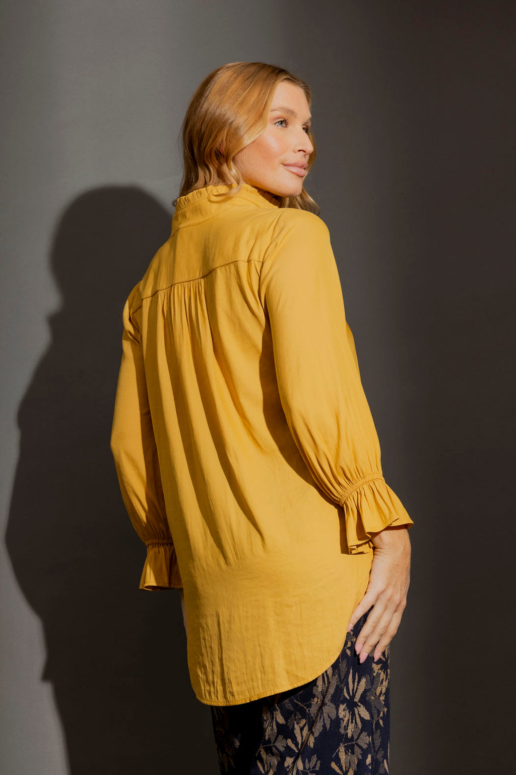 Marigold Ruffle Blogger Shirt