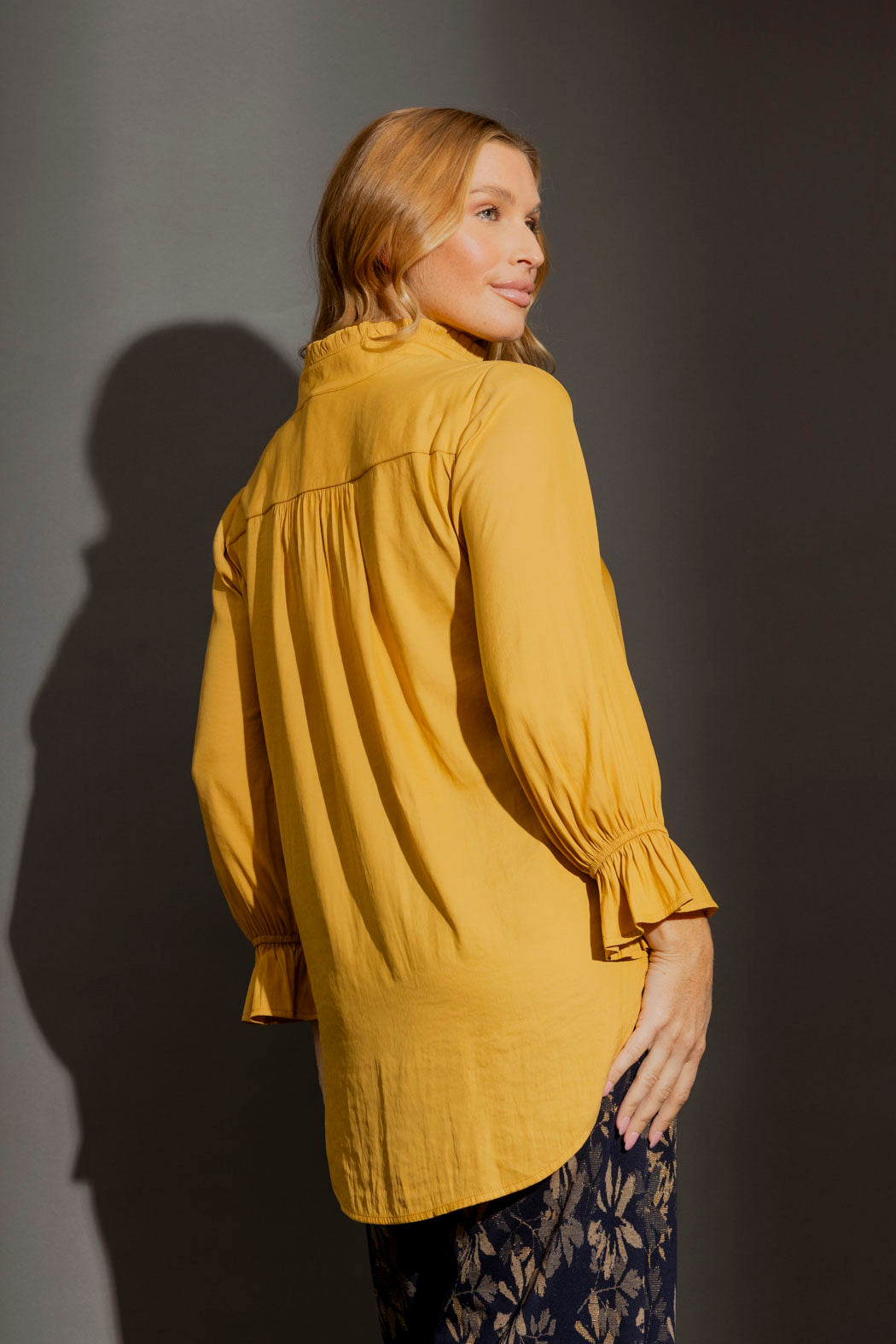 Marigold Ruffle Blogger Shirt