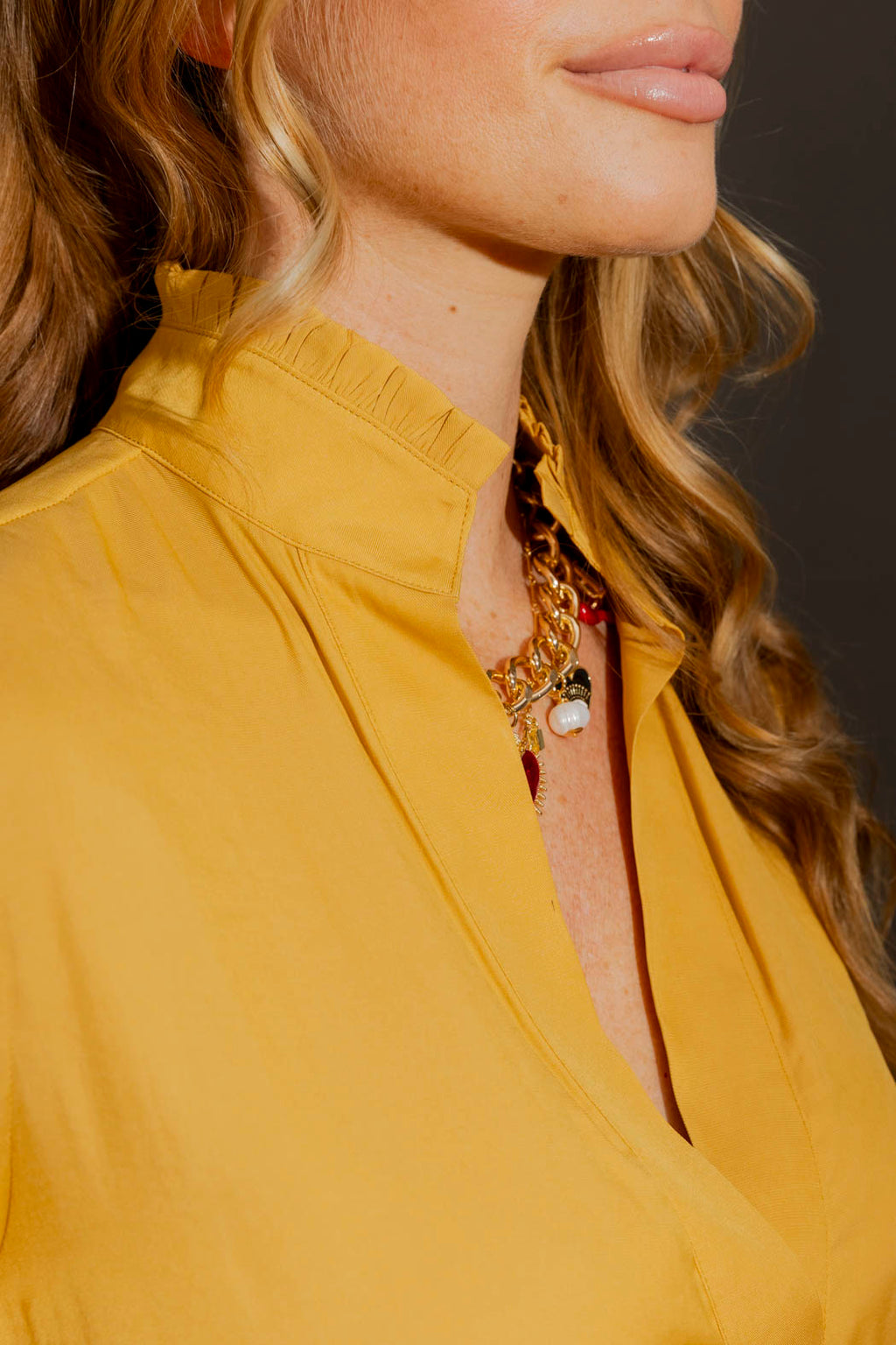 Marigold Ruffle Blogger Shirt