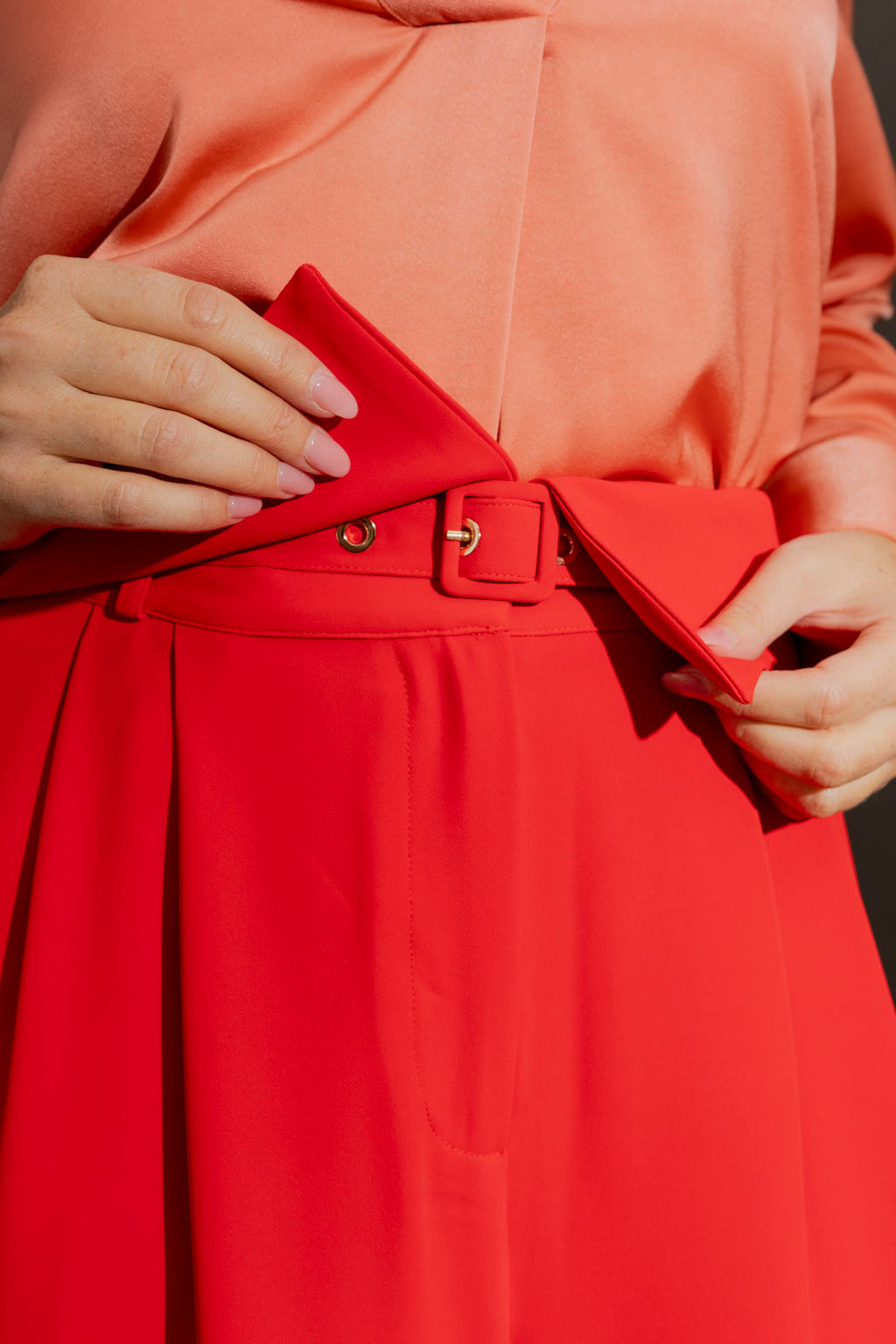 Red Euro Fold Over Pant