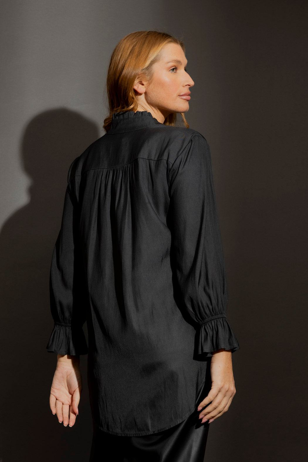 Dark Charcoal Ruffle Blogger Shirt Dark Charcoal