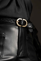 Black Embossed Classic Belt Black O/S