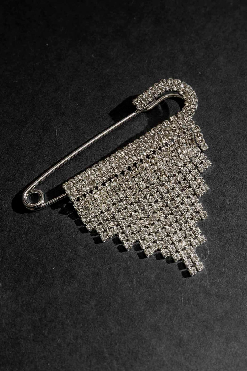 Silver Diamante Pin Brooch Silver O/S