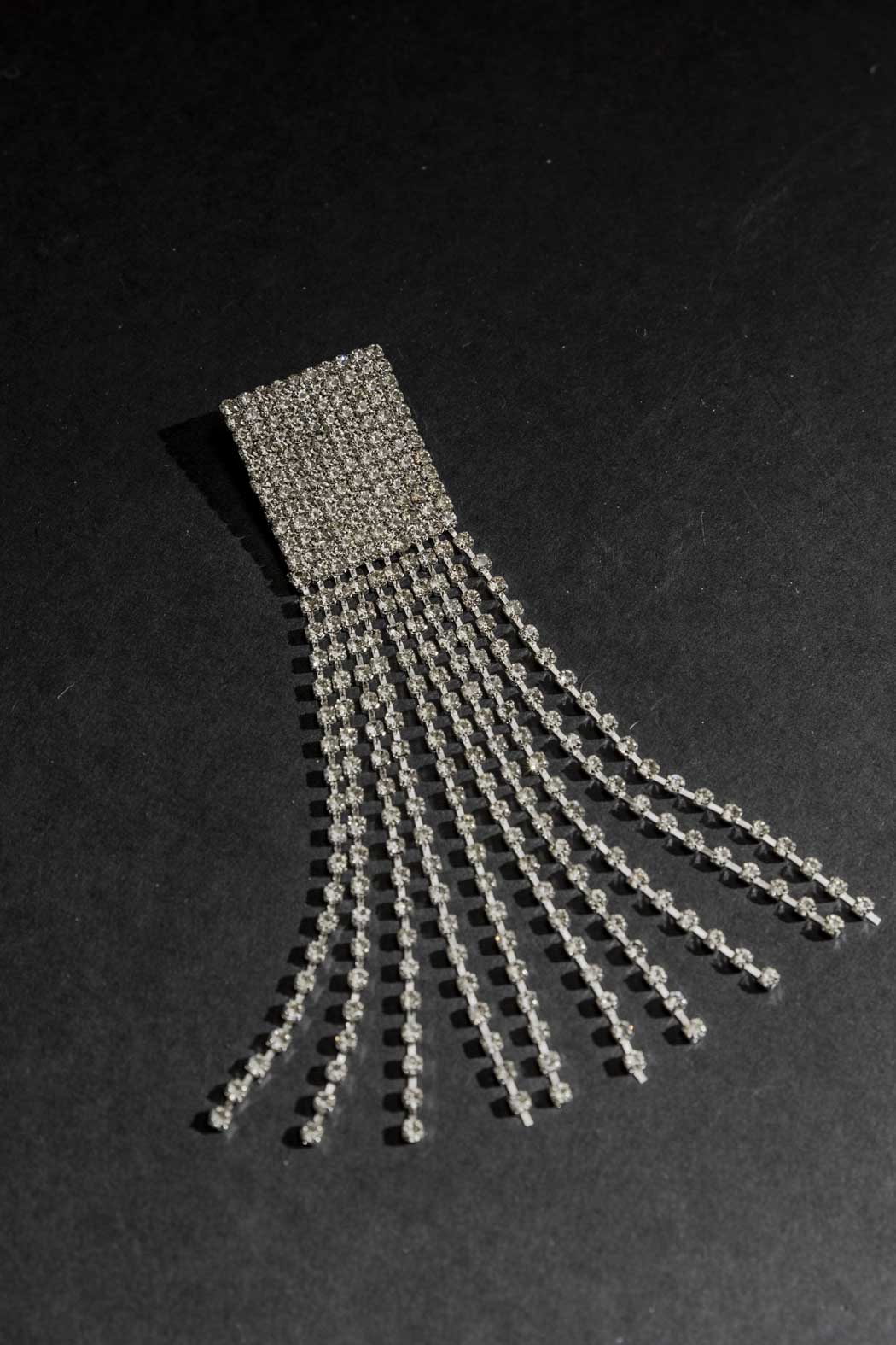 Silver Diamante Square Brooch Silver O/S