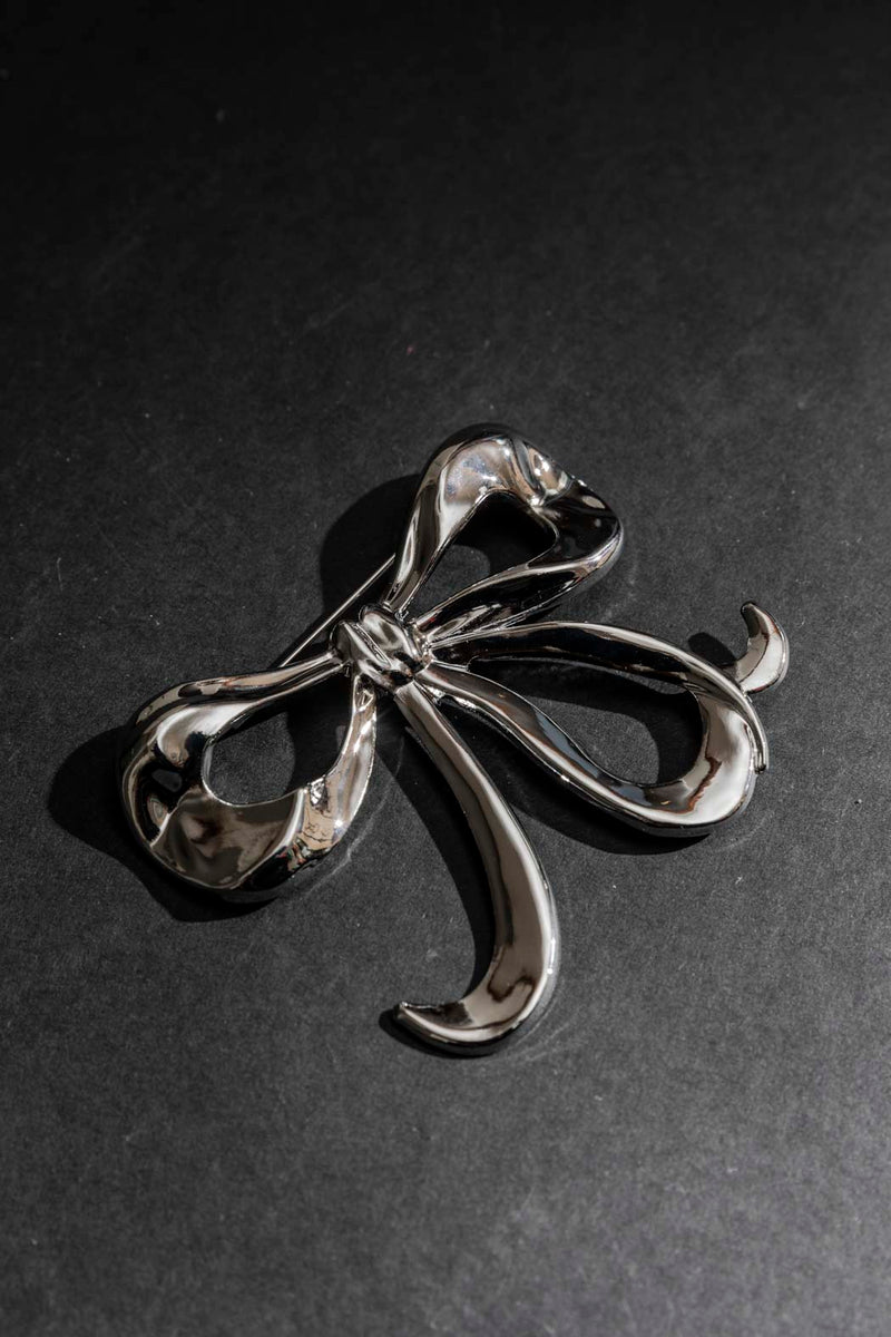 Silver Bow Brooch Silver O/S