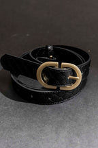 Black Embossed Classic Belt Black O/S