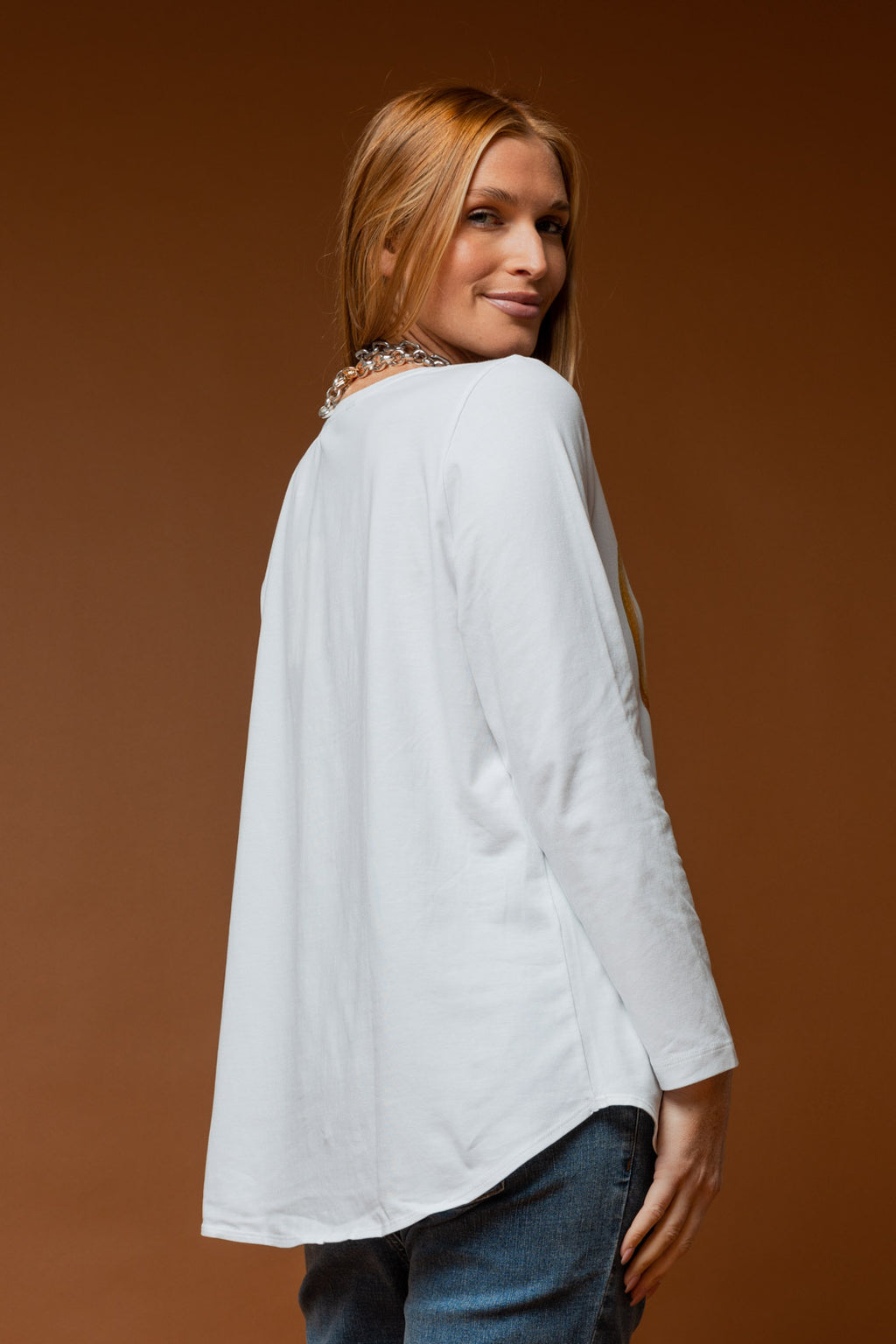 White Swimsuit Long Sleeve Tee
