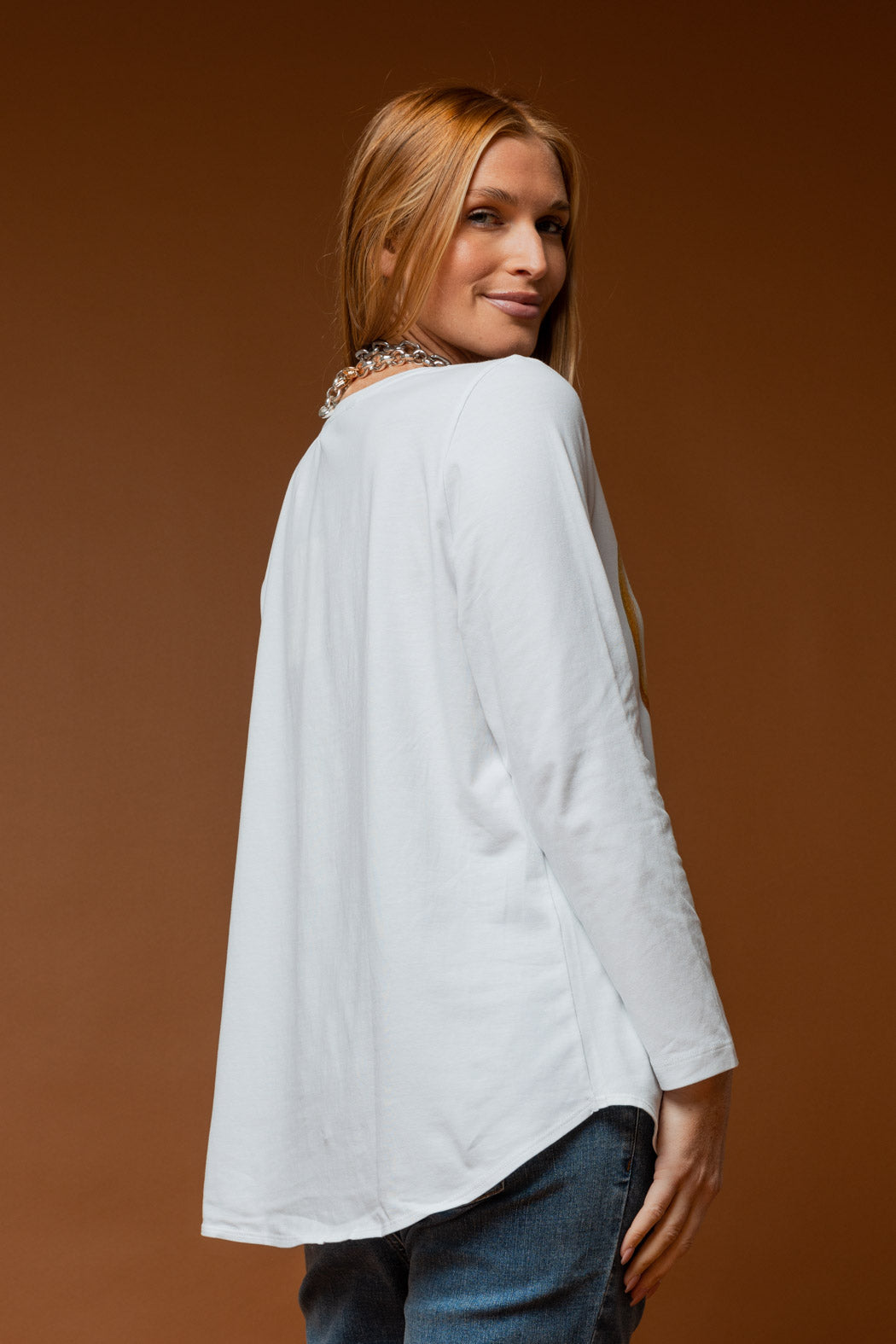 White Swimsuit Long Sleeve Tee