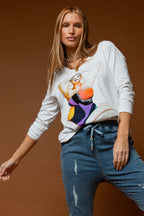 White Swimsuit Long Sleeve Tee