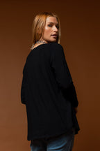 Black Motto Sequin Long Sleeve Tee