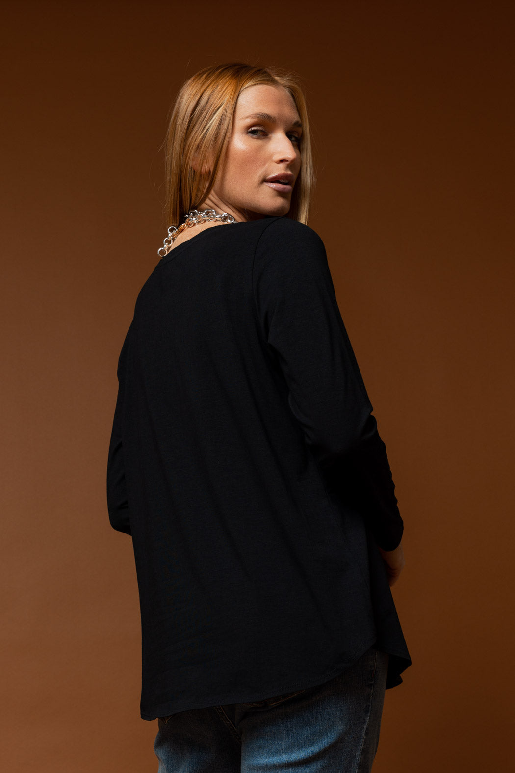 Black Motto Sequin Long Sleeve Tee