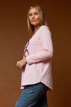 Pink Motto Sequin Long Sleeve Tee