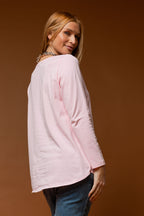 Pink Motto Sequin Long Sleeve Tee