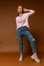 Pink Motto Sequin Long Sleeve Tee