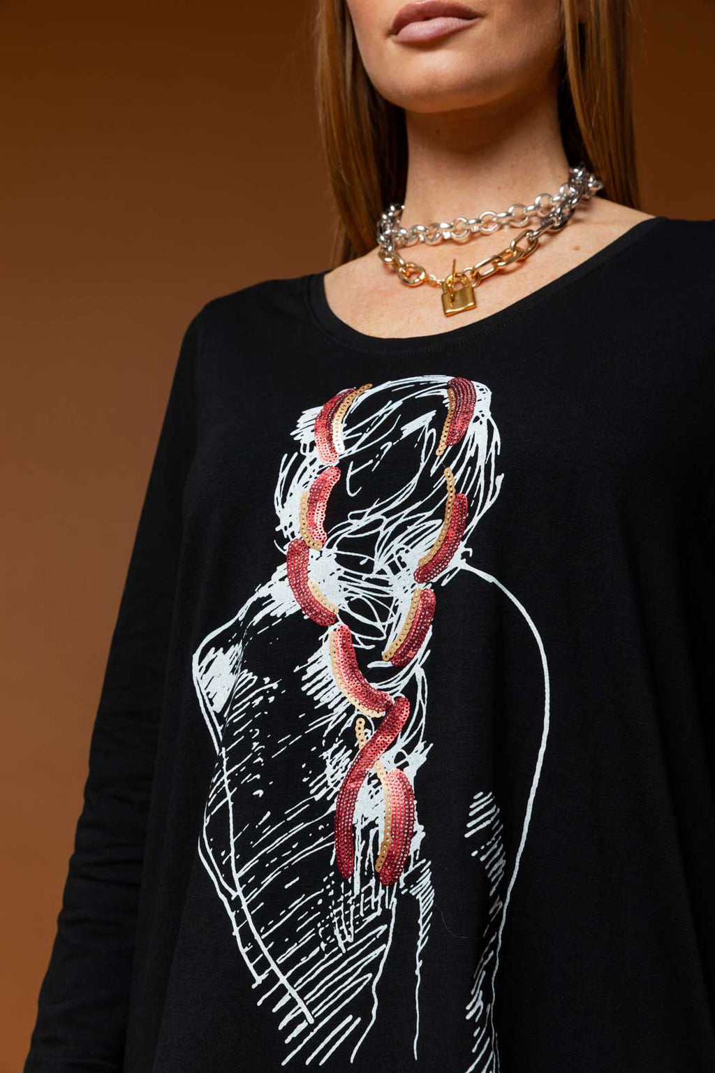 Black Ponytail Long Sleeve Tee