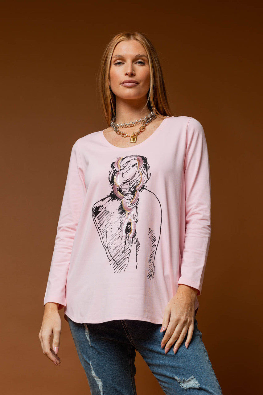 Long Sleeve Pink Ponytail Tee