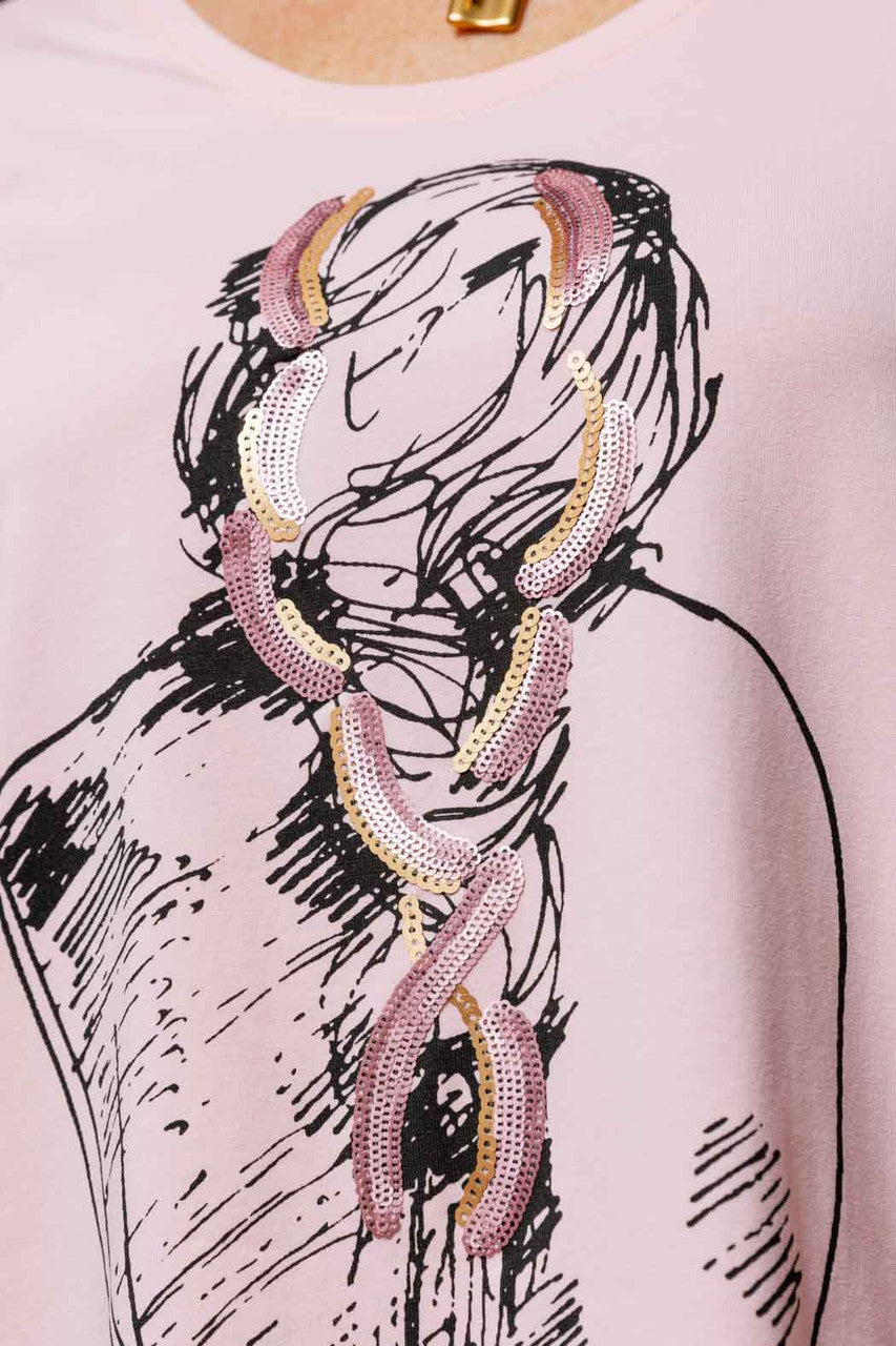 Long Sleeve Pink Ponytail Tee