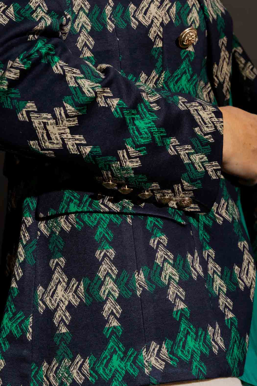 Navy/Green Belted Sisca Blazer Navy