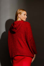 Burgundy Fluffy Hoodie Jumper