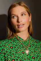 Gold Long Diamante Heart Necklace Gold O/S