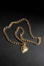 Gold Long Diamante Heart Necklace Gold O/S
