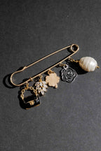 Gold Charm Pin Brooch