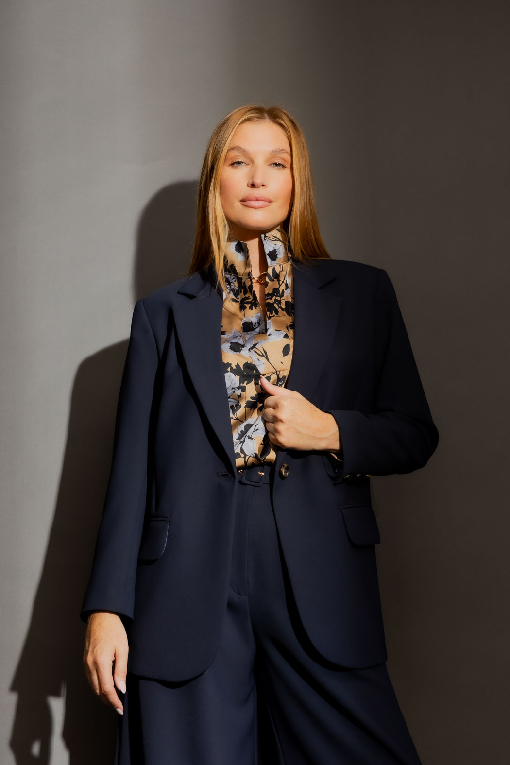 Gold Floral Silky Blogger Shirt Gold Floral