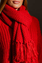Red Chunky Knit Scarf Red O/S