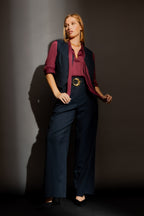 Navy Check Cleo Pant