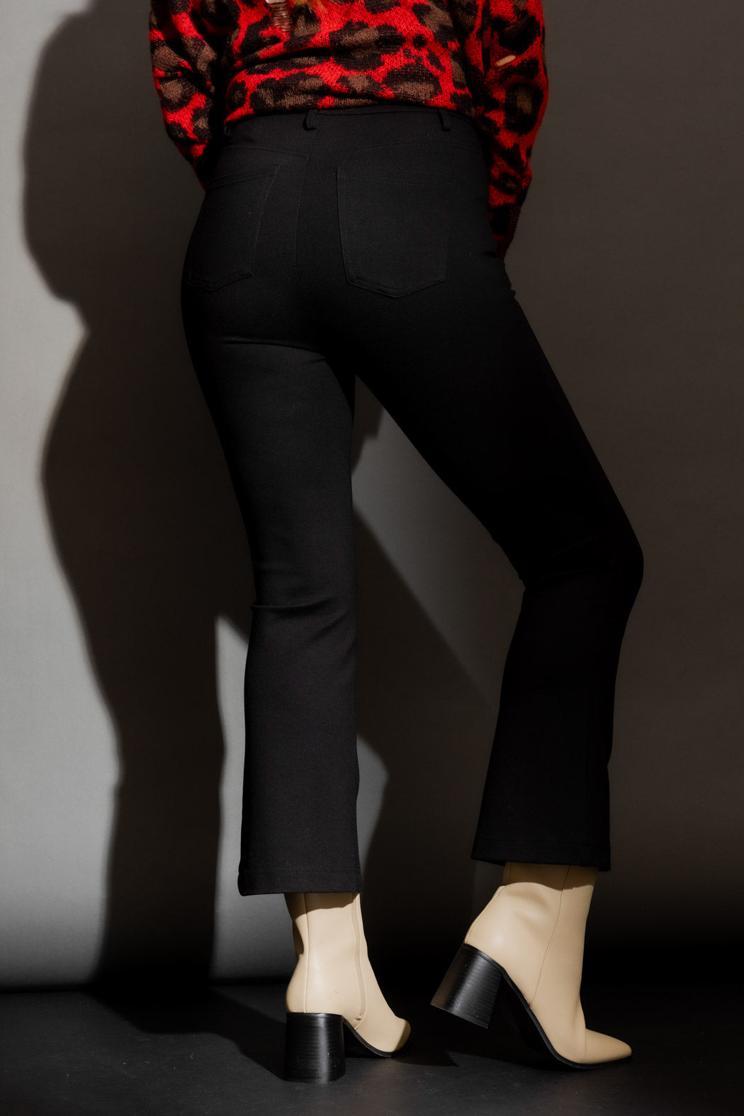 Black Ponte Crop Flare Pant