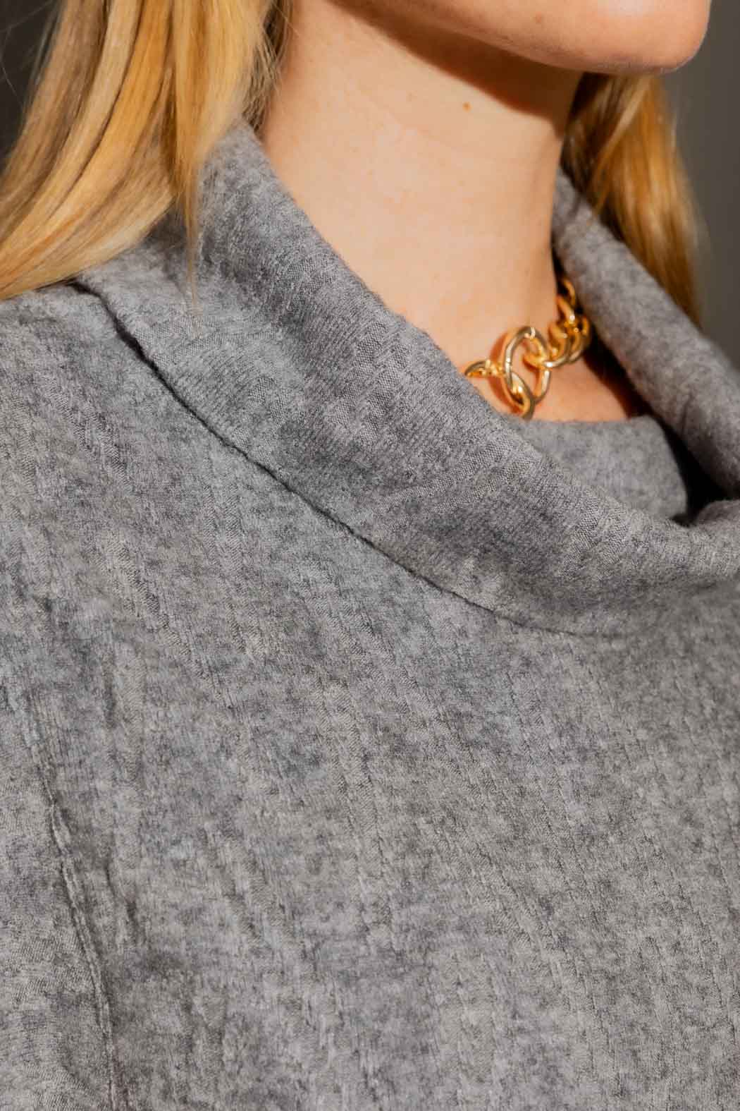 Grey Cosy Cowl Neck Vest