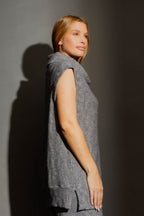 Grey Cosy Cowl Neck Vest